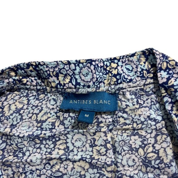 Antibes Blanc women's blouse women's M blue floral print sleeveless - Picture 4 of 9